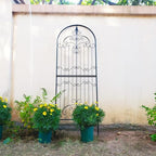 Garden Trellis for Climbing Plants 70.8" H x 25.6" W Metal Wrought Iron Outdoor Wall Panel for Vines Flowers Elegant Accent Decorative Garden Structure - Image 2