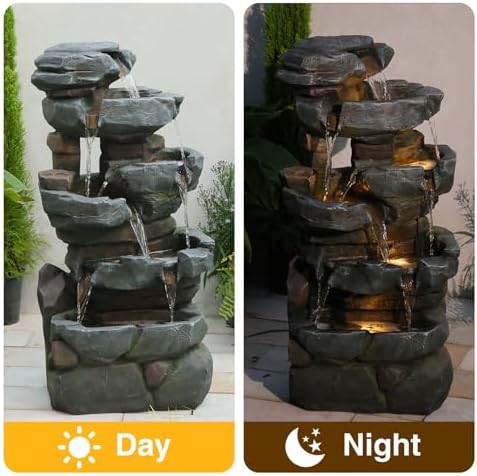 Sunlinua 42H Realistic Tree Trunk Outdoor Water Fountain with 5 Tiers - Image 7
