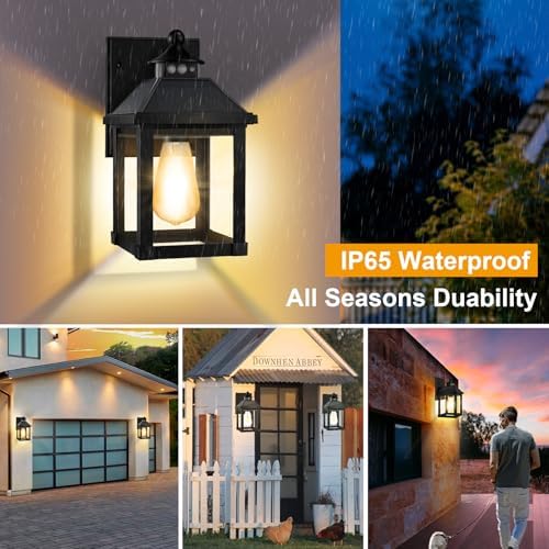 Auzev Solar Sconce Lights Outdoor Wall Mount Solar Porch Light Exterior - Image 5