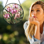 Phalaenopsis Orchid Stained Glass Window Hanging Decor Gifts for Women 15" - Image 2