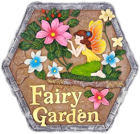 OrnamentallyYou Fairy Kisses and Flowers Garden Stepping Stone, 9.5" Outdoor Decoration Statue by OrnamentallyYou