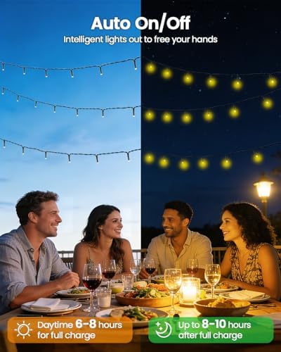 OZS 4 Pack 320 LED Solar String Lights Outdoor Waterproof, Warm White - Image 2