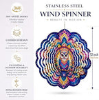 Shwing 12 Inch Wind Spinner Colorful Owl Mandala Hanging Decor Vibrant Boho Metal Ornament Outdoor Kinetic Garden Art 3D Wind Spinner for Patio Porch Balcony Backyard Decoration - Image 5