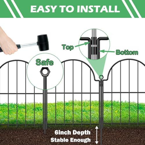 Blingluck Decorative Garden Fence, 17in(H) x 10.8ft(L), with Ground Stake - Image 3