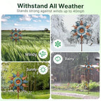 Wind Spinners Outdoor, 84" Large Metal Kinetic Wind Sculptures for Garden, Classic Yard Art with 2 Piece Welcome Flag Decoration - Image 6