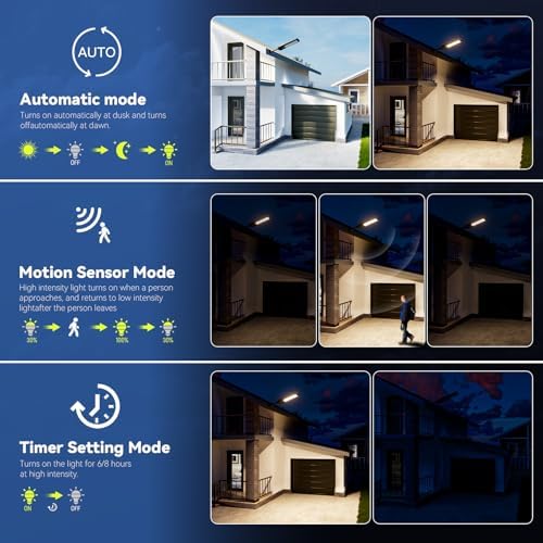 MMKT Solar Street Lights Outdoor Waterproof, 3 Color LED Dusk to Dawn Solar Light, Flood Lights with Motion Sensor and Remote Control, Parking Lot Light 1 Pack (Large 2 Pack) - Image 5
