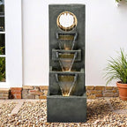 SunJet 39.3" Modern Cascading Indoor/Outdoor Fountains and Waterfalls with LED Lights - 4-Tier Larger Water Fountain for Garden, Patio, Yard, and Deck Decor - Relaxing Water Fountain Outdoor - Image 3