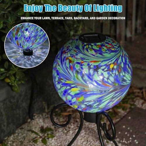 VCUTEKA Solar Gazing Ball, Glass Garden Globes for Outdoor Yard Decor, 10“ - Image 3