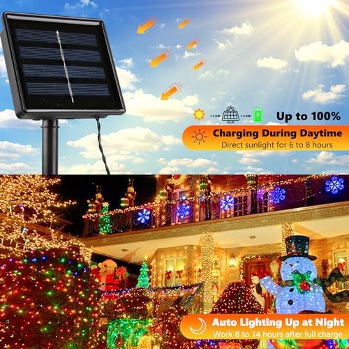 Joomer Solar Christmas Lights, 2PACK Total 144FT 400LED Color Changing - Image 4