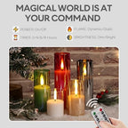 Eywamage Grey Glass Flameless Pillar Candles with Remote Batteries Set of 5 - Image 4