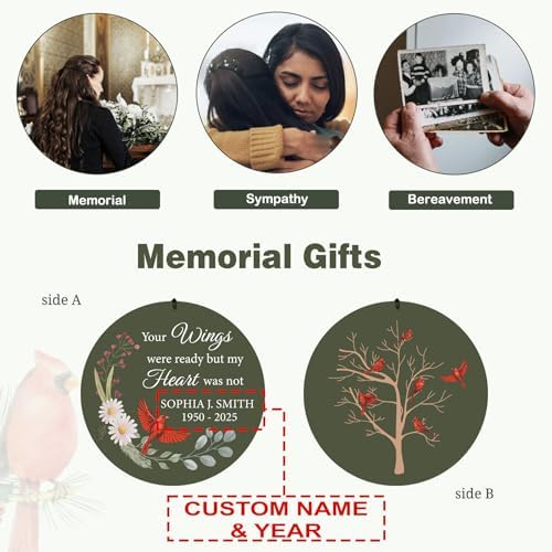 ASTARIN Personalized Large Deep Tone Cardinal Wind Chimes, Customized Memorial Gifts for Loss of Lover/Sister/Friend, Sympathy Gift Wind Chime for Condolences Remembrance(Produced in Texas) - Image 5