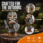 10" Solar Tiki Statue, Tribal Warrior with LED Eyes, Outdoor Tiki Decor - Image 3