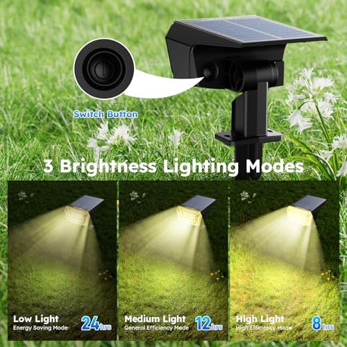 TECKNET Solar Spot Lights Outdoor Waterproof, 59 LEDs, Warm White, 6 Pack - Image 3