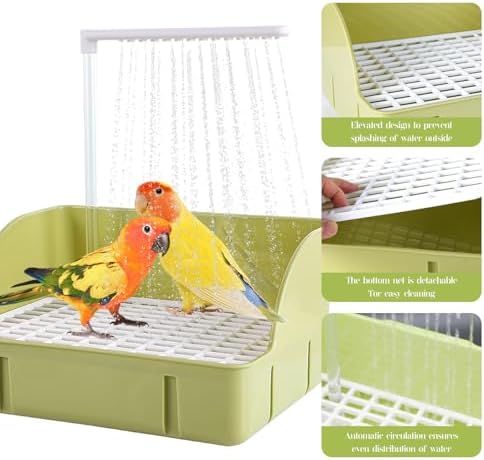 Parrot Bathtub Bird Automatic Bath Shower,Large Bird Shower Fountain Indoor Bathtub with Running Water, Contains USB and Pump,for Pet Birds, African Grey, Cockatiel, Conure, Budgie, Lovebird(White) - Image 3