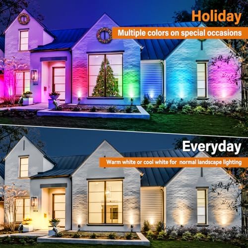 Spotlight Outdoor RGB Spot Lights 10W LED Landscape Lights Spot Lights Outdoor with 16 Color Changing for Yard Garden Decor, Landscape Lighting with Remote IP67 Waterproof (6) - Image 6