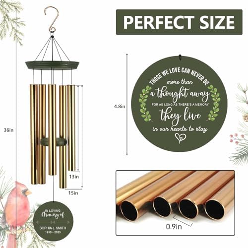 ASTARIN Memorial Wind Chimes for Loss of Loved One/Mother Personalized, Bereavement Wind Chimes Gift for Funeral, Indoor/Outdoor Windchime 30/36 inch(Produced in Texas) - Image 3