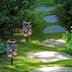 Poceacles Eagle American Flag Pattern Solar Lights Outdoor Waterproof Grave Lights for Cemetery LED Flameless Candle Cemetery Solar Pillar Candles Outdoor Decor, 6 Piece - Image 4