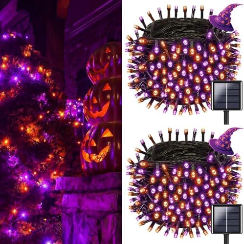 OZS 2PK 240LED Solar String Lights Outdoor Waterproof | Solar Christmas Tree Lights with 8 Lighting Modes Solar Light Outdoor for Xmas Party Garden Tree Christmas Decorations (Purple) by OZS