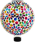VOREEN Solar Gazing Ball, 10" Mosaic Glass Gazing Globe with Solar Light, Handmade Outdoor Patio Lawn Garden Decor Sphere, Colorful Daisy Design by VOREEN