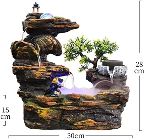 HIHELO Desktop Fountain Tabletop Fountain Resin Rockery Water Desktop Fountain Living Room Decorative Waterscape Ornament Water Fountain Outdoor (Color : Without Nebulizer) - Image 2