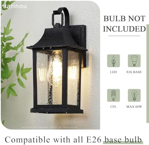 Outdoor Sconce Lights，Black 13 inch Outdoor Wall sconces，Aluminum & Tempered Glass Exterior Sconce，Waterproof Rustproof Porch Lighting for Front Door，Garage，Patio - Image 4