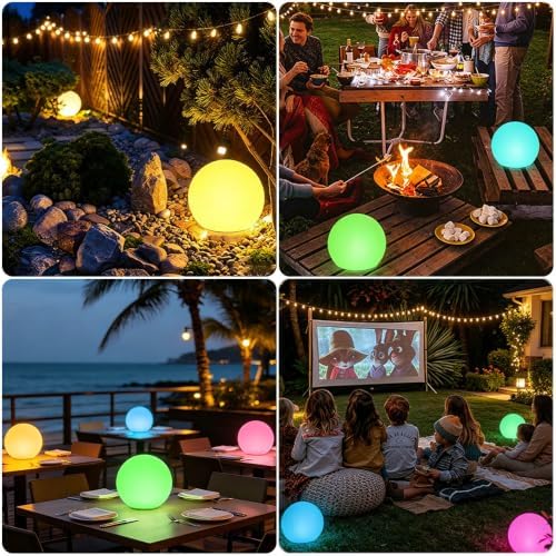 8-in Solar Globe Light Outdoor, Waterproof Solar Ball Light for Outside w/Remote, 16 RGB Color Changing Glowing Orb Lamp Landscape Lighting Mood Lamp w/Ground Stake for Garden Patio Yard Pathway Decor - Image 5