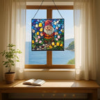 Gnome in Marshmallow Garden Stained Glass Suncatcher – Square Hanging Window Panel for Home or Greenhouse – Whimsical Glass Art Gift for Garden Lovers, Christmas, Halloween, Father Days KUb2c5 - Image 6