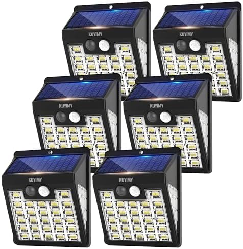 Solar Lights Outdoor, 72 LED Motion Sensor Wall Light, IP65 Waterproof and 3 Lighting Modes, Solar Powered Security Wireless Light Outside for Patio, Garden, Fence, Porch, Front Door(6 Packs) by KUYIMY