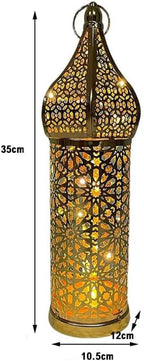 Moroccan Style Vintage Lantern Metal Decorative Table Lamp 13.78" Tall Moroccan Lantern Decorative Candle Holder Lamp for Ramadan Decor Home Living Room Bedroom Garden Yard Weddings Parties 06 - Image 2