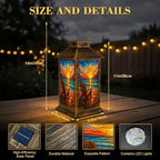 Solar Lantern Outdoor Waterproof Stained Glass Beach Scene Adirondack Chair Sunset Ocean Waves Garden Decor LED Hanging Solar Lights Tabletop Lamp Gifts for Women Mom Outside Yard Patio Porch - Image 2