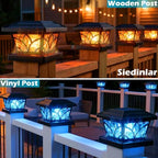 SIEDiNLAR Flickering Flame Solar Post Cap Lights 4 Modes 6 Pack (Black) - Image 4