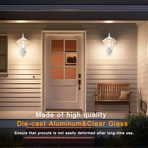 Outdoor Wall Light Fixture, Aluminum Glass, White, 1 Pack - Image 3