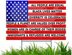 Yard Sign with H-Frame Stakes All People are Created Equal UV and Weather Resistant Corrugated Plastic Sign 2-Sided Print for Patio Garden Outdoor Indoor Decor 18"X12" by HERYNLRN