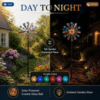 75in Metal Wind Spinner with Solar Light Outdoor Garden Yard Art Decor - Image 3
