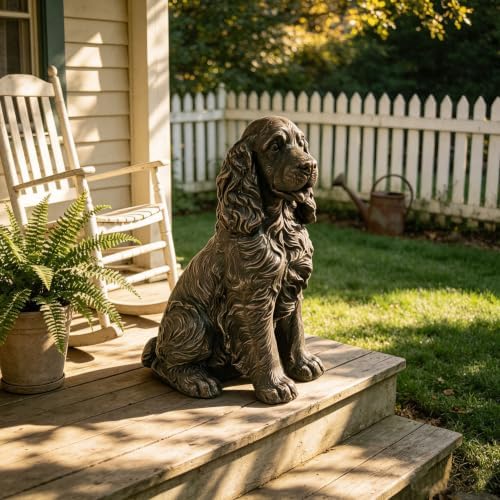 18" Resin Cocker Spaniel Dog Statue Hunting Sculpture Vintage Bronze by Unknown