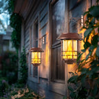 Otdair Solar Lanterns Outdoor Waterproof Flickering Flame 2 Pack Red Bronze by Otdair