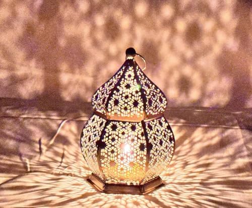 DESI SAMAAN Store Moroccan Iron Hanging Lantern Lamp, Tealight Holder, Lanterns for Home Decoration, Diwali Ganesh Chaturthi Christmas Eid Festival Balcony Décor Items (Golden) - Image 6
