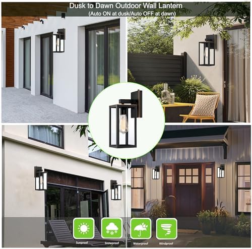 GRUENLICH Outdoor Wall Light Fixture Dusk to Dawn, Tempered Glass - Image 5