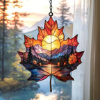 Maple Leaf Moutain Range Scene Acrylic Suncatcher by AVAGAN