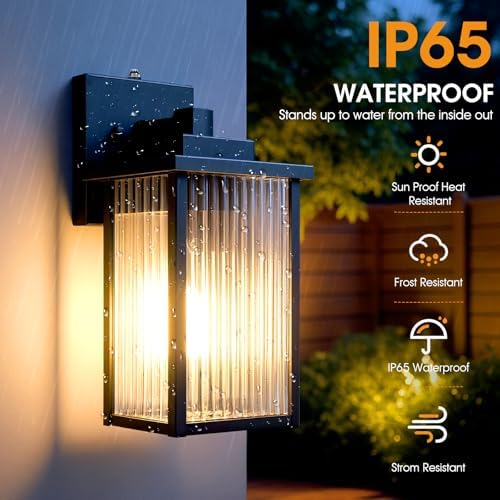 2-Pack 13" Black Dusk to Dawn Wall-Mounted Exterior Light Fixtures - Image 2