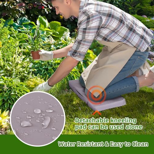 Ohuhu Upgraded Garden Kneeler and Seat 2-in-1 Foldable Gardening Stool with Detachable Soft Kneeling Pad, Garden Bench Heavy Duty with Large Tool Bag and Pouch, for Women Men Gardener - Image 5