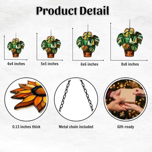 Monstera Plant Pot Acrylic Suncatcher - Image 2