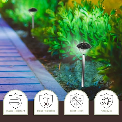 24-Pack LED Solar Outdoor Waterproof Garden Lights - Cold White Solar Pathway - Yard, Driveway, or Landscape Lighting by Pure Garden (Silver) - Image 5