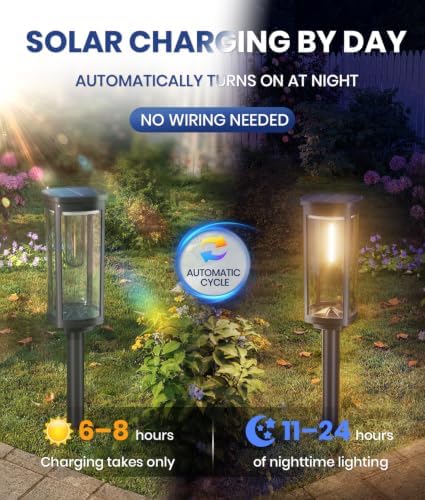 NEWMESSI Solar Lights Outdoor Waterproof, 12 Pack, Cool White - Image 5