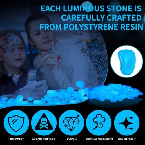 Landical 300 Pcs 1.8" Glow in the Dark Rocks for Outdoor, Dark Blue - Image 3