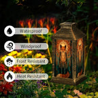 Solar Lantern Mid Century Stained Glass Fox Outdoor Waterproof Garden Hanging Lantern Solar Powered Lighting Outside Solar Light for Patio Yard Camping, Gifts for Women Mom - Image 3