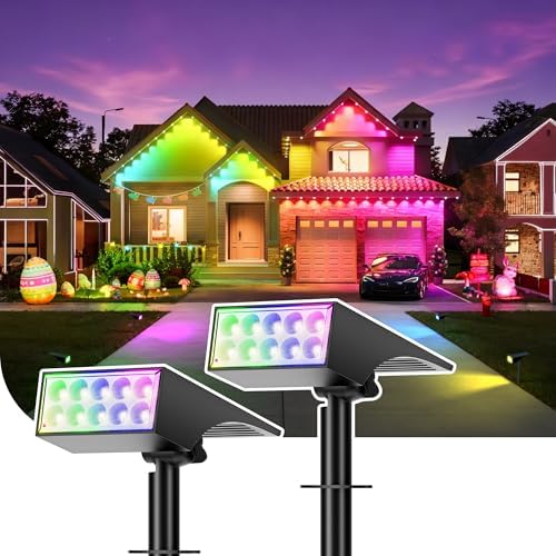 Solar Lights Outdoor Waterproof Landscape Spotlight Color Changing 2 Pack by WENATY