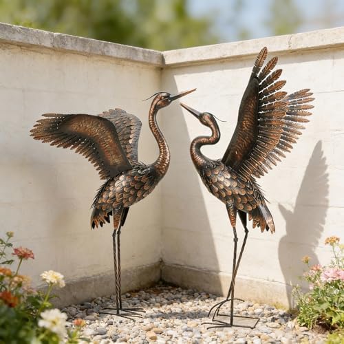 Garden Crane Statue Outdoor Metal Heron Yard Art Sculpture ,46 inch,2-Pack - Image 5