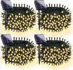 OZS 4 Pack 320 LED Solar String Lights Outdoor Waterproof, Warm White by OZS