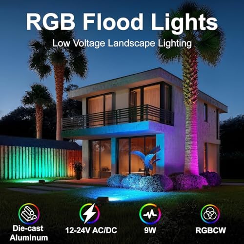 12V Wired RGB Flood Lights Outdoor for Christmas Decorations - Image 2